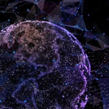 Communication in digital network. Earth Globe. 3d illustration. Stock-Illustration