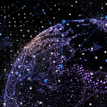 Communication in digital network. Earth Globe. 3d illustration. イラスト素材