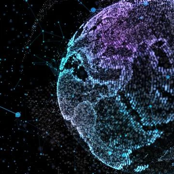 Communication in digital network. Earth Globe. 3d illustration. イラスト素材