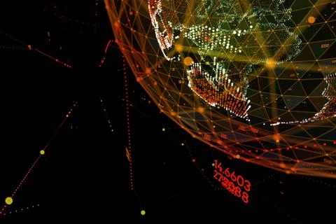 Communication in digital network. Earth Globe. 3d illustration. Stock Illustration
