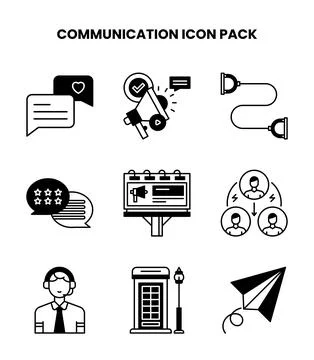 Communication DuoTone Set Icons Pack Stock Illustration