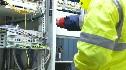 Communication engineer restores systems Stock Footage 74122030