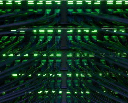 Communication equipment working in a large data center Stock Illustration