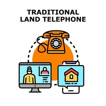 Communication evolution connecting landline, internet, and mobile devices Stock Illustration