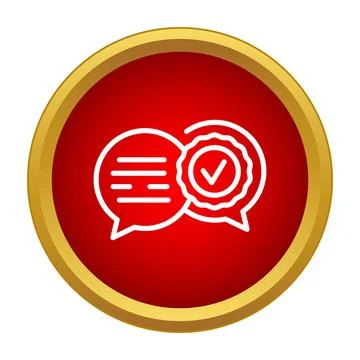 Communication feedback with speech bubble and check mark Stock Illustration
