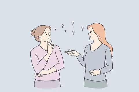 Communication, feeling doubt and uncertain Illustrazione stock