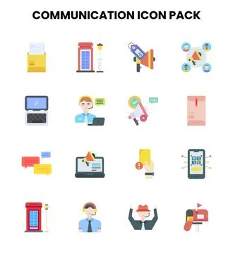 Communication Flat Bundle Icons Pack Ilustración de archivo