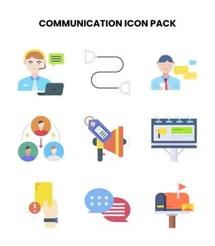 Communication Flat Design Icons Pack Stock-Illustration