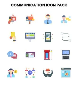 Communication Flat Icons Pack Stock Illustration