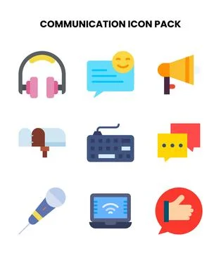 Communication Flat Scalable Icons Pack Stock Illustration