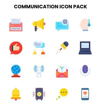 Communication Flat Scalable Icons Pack Stock Illustration