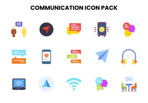 Communication Flat Vector Icons Pack Ilustración de archivo