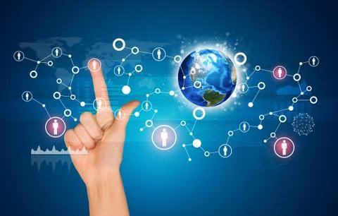 Communication in global computer networks 库存照片