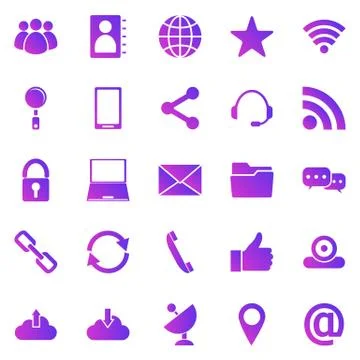 Communication gradient icons on white background Stock Illustration