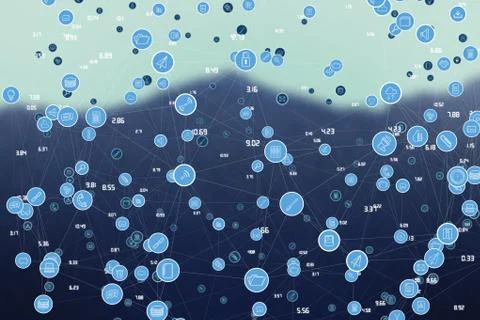 Communication graphics on blurred background 스톡 일러스트