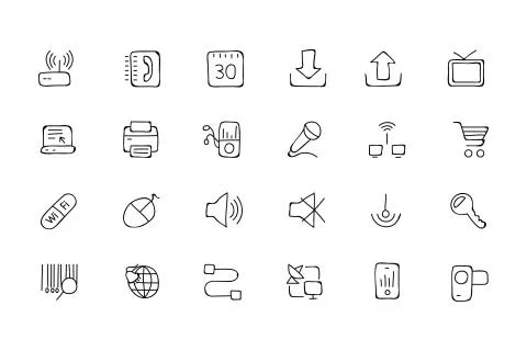 Communication Hand Drawn Vector Icons Stock Illustration