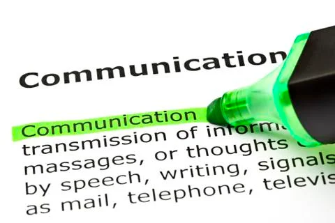 'communication' highlighted in green Stock Photos