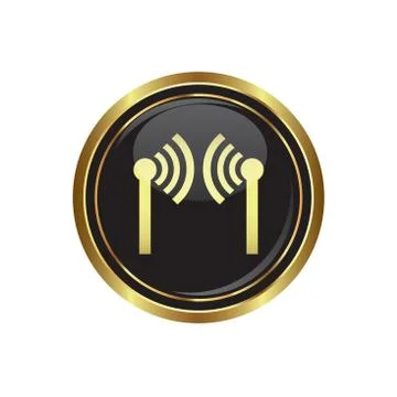 Communication icon round gold button Stock Illustration