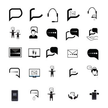 Communication Icon Set – Black Stock Illustration
