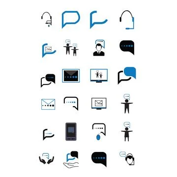 Communication Icon Set – Blue Stock Illustration