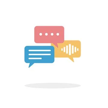 Communication Icon with Speech Bubble and Voice for Collaboration Stock Illustration