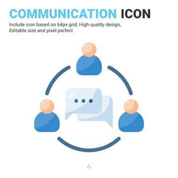 Communication icon vector with flat color style isolated on white background Illustrazione stock
