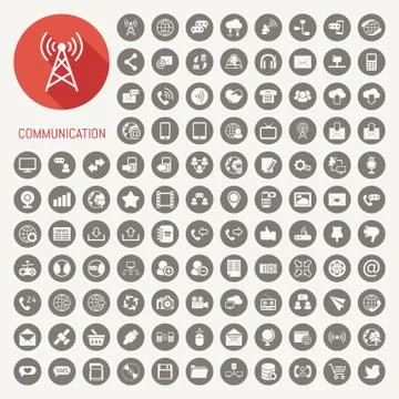 Communication icons with black background Stock Illustration