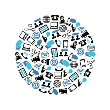Communication icons in circle Stock Illustration