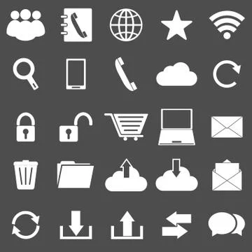 Communication icons on gray background Stock Illustration