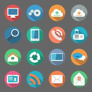 Communication icons set flat design Stock Illustration