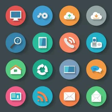 Communication icons set flat design Stock Illustration