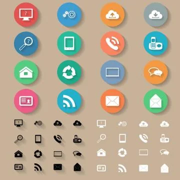 Communication icons set flat design Illustrazione stock