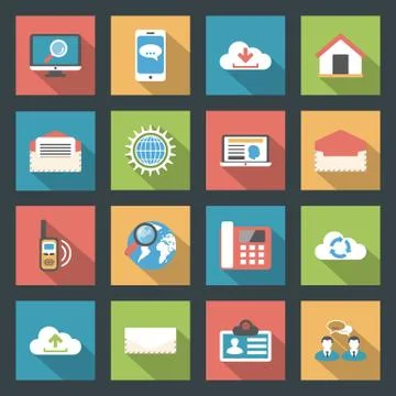Communication icons set flat design Stock Illustration
