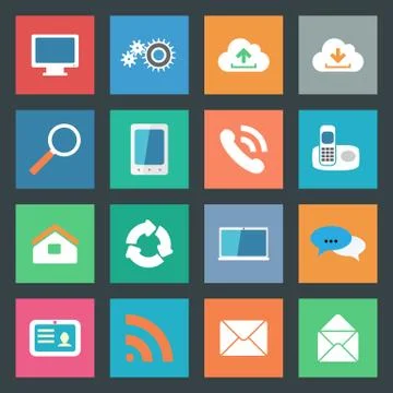 Communication icons set flat design Stock Illustration