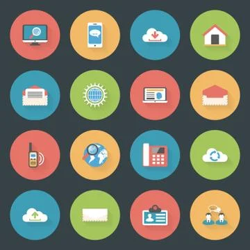 Communication icons set flat design Stock Illustration