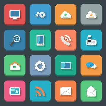 Communication icons set flat design Stock Illustration