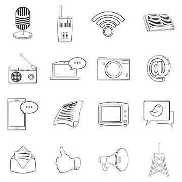 Communication icons set vector outline 스톡 일러스트