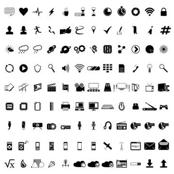 Communication icons. Web icons set. Internet icons collection. Stock Illustration