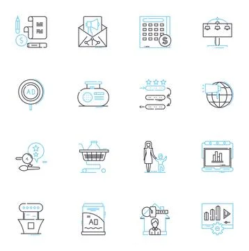 Communication interaction linear icons set. Dialogue, Exchange, Connect Stock Illustration