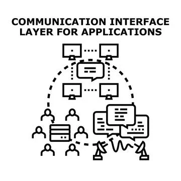 Communication interface layer for application data exchange イラスト素材