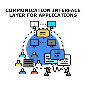 Communication interface layer for application data exchange 스톡 일러스트