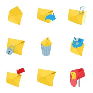 Communication via internet icons set Illustrazione stock