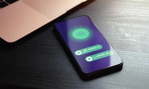 Communication with internet messenger concept. Voice message bubbles on the Stock Illustration