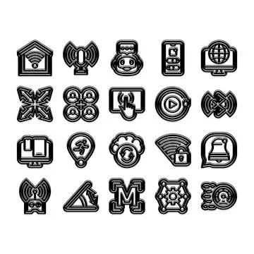 Communication internet networking and web technology interface icons Stock Illustration