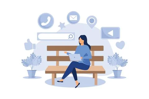 Communication via the Internet, social networking, chat, video, news, message Stock-Illustration