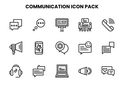 Communication Line Bundle Icons Pack Stock Illustration