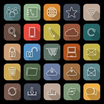 Communication line flat icons with long shadow Stock Illustration