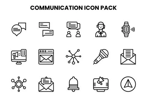 Communication Line Graphics Icons Pack Stock Illustration