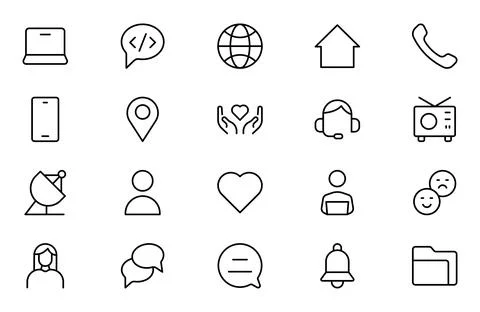 Communication line Icon Set. A sleek and modern collection of icons designe.. Stock Illustration