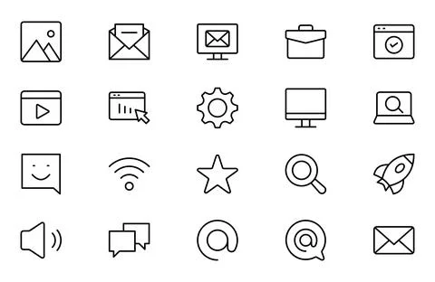 Communication line Icon Set. A sleek and modern collection of icons designe.. Stock Illustration